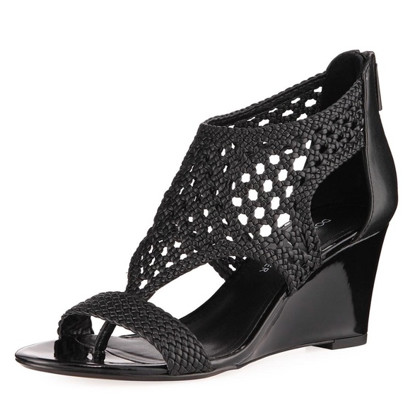 Donald Pliner Black Jolie Woven Napa Leather Wedge - Picture 5 of 8